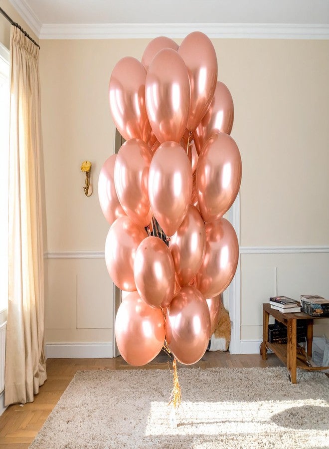 SKYWINS Rose Gold Metallic Balloons Pack of 100 | Premium Latex Balloons for Birthday, Wedding, Anniversary, Baby Shower, Decoration | Thick & Durable Helium/Air Supported Balloons - Image 1